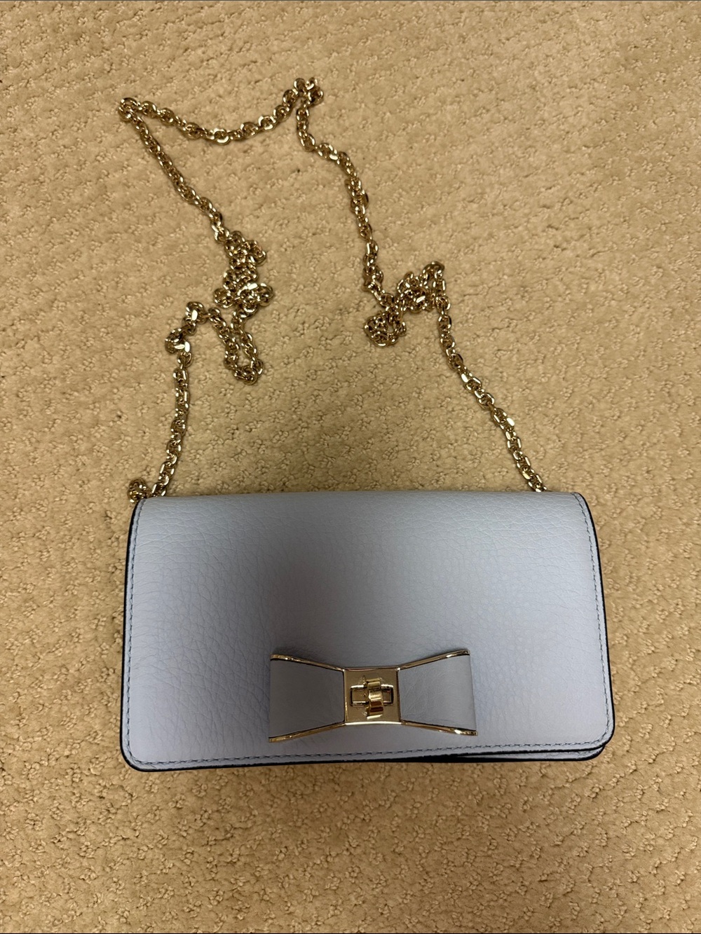 kate spade Light Blue Bow Crossbody with Gold Chain